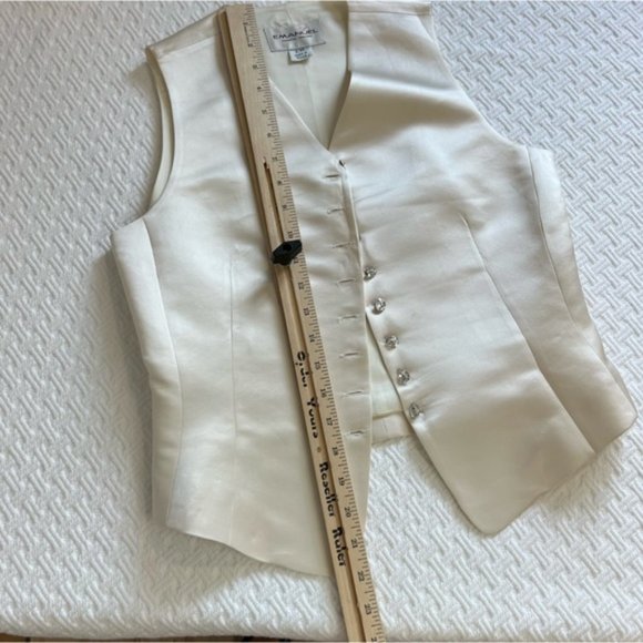 EMANUEL UNGARO 100% Silk Ivory white Formal TUXEDO VEST - Picture 12 of 15